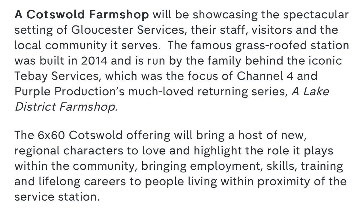 “A Cotswold Farmshop” featuring #GloucesterServices, its many local suppliers &amp; its partnership with @GlosGateway starts on <a href="/Channel4/">Channel 4</a> on Monday at 8pm.