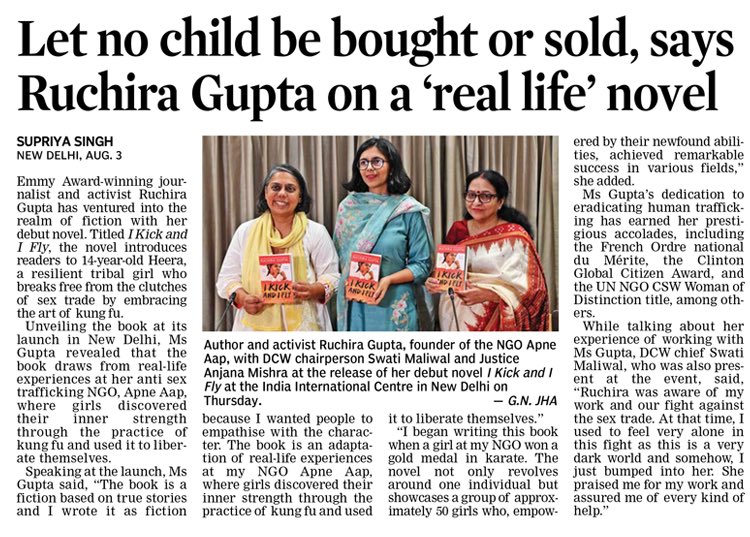‘I wrote this as fiction because I wanted people to empathise with the charac-ter. The book is an adaptation of real-life experiences…’

@Ruchiragupta at the #Delhi launch of #IKickAndIFly, in conversation with @SwatiJaiHind.

Read more: onlineepaper.asianage.com/articledetailp…