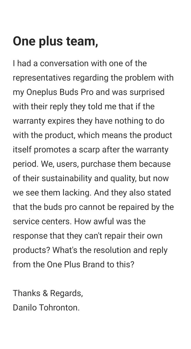 Hope this post brings resolution to the users.
#OnePlus #oneplusbudspro #oneplusnord #oneplusissues #oneplustv #oneplusproblems  #oneplusbudspro2 #oneplus9r #scrap #warranty #price #Hyderabad #tech #techproblems #earbudspro