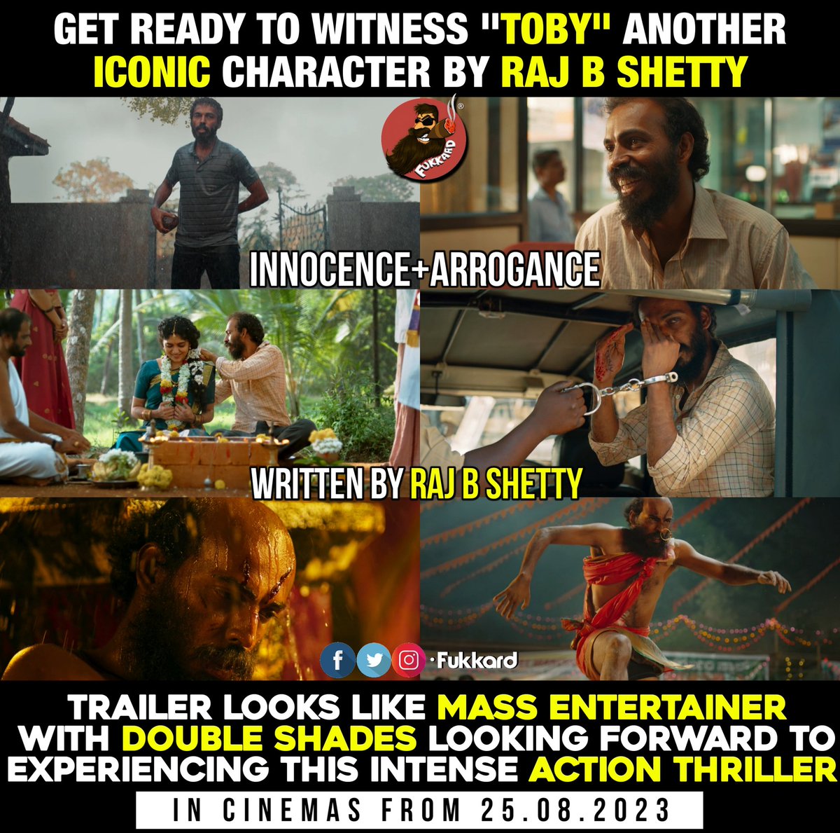 Smashing down the gates to the planet of #TOBY with the staggering trailer 🤗💥

#𝐓𝐨𝐛𝐲𝐓𝐫𝐚𝐢𝐥𝐞𝐫 : bit.ly/TobyTrailer 

#TobyTrailer #TobyOnAug25 @rajbshettyOMK #BasilALChalakkal @Chaithra_Achar_ @AgasthyaFilms @KvnProductions