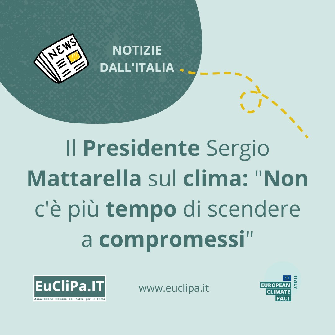 Vogliamo esprimere la nostra gratitudine al presidente Mattarella per aver sottoscritto ieri un appello sul clima privo di ambiguità: “non c’è più tempo per scendere a compromessi per ragioni politiche ed economiche”

#EuCliPa #clima #euclimatepact #climatechange #climatepact