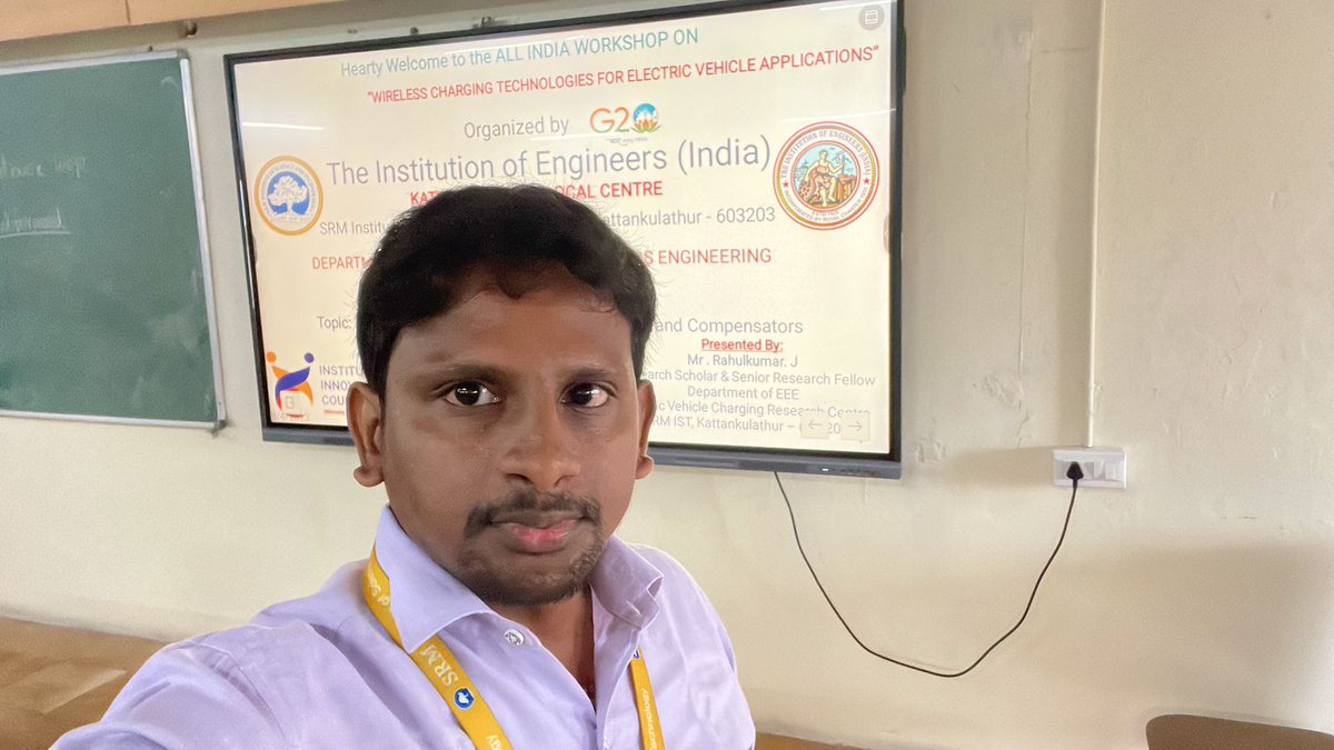 RahulkumarJKB's tweet photo. Delivered lecture on topic Entitled Wireless Charging System Design Calculation and Compensator Design for All India Workshop on Wireless charging technologies for Electric Vehicle Applications organized by the Institute of Engineers (India) Kattankulathur Local Chapter at SRM https://t.co/FgSjdBcUu5