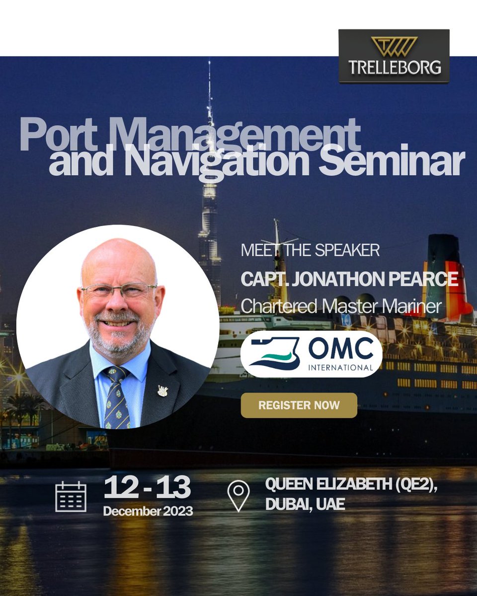 TrelleborgMI's tweet photo. Join us for two days of unparalleled insights into port management and navigation with our first set of distinguished guest speakers for the upcoming Port Management and Navigation Seminar! Register now at https://t.co/jnLBeFsfnC and secure your spot! https://t.co/fEZxyrXCbG