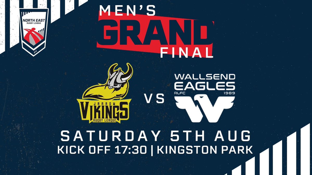 GRAND FINAL 🦅

We’re in action tomorrow night as we take on Jarrow Vikings at Kingston Park. 

🏟️ Kingston Park Stadium, NE13 8AF
⏰ K.O. 17:30pm 
🎟️ £5 via the tap and tackle. 

#W4L ⚪️🟣⚫️