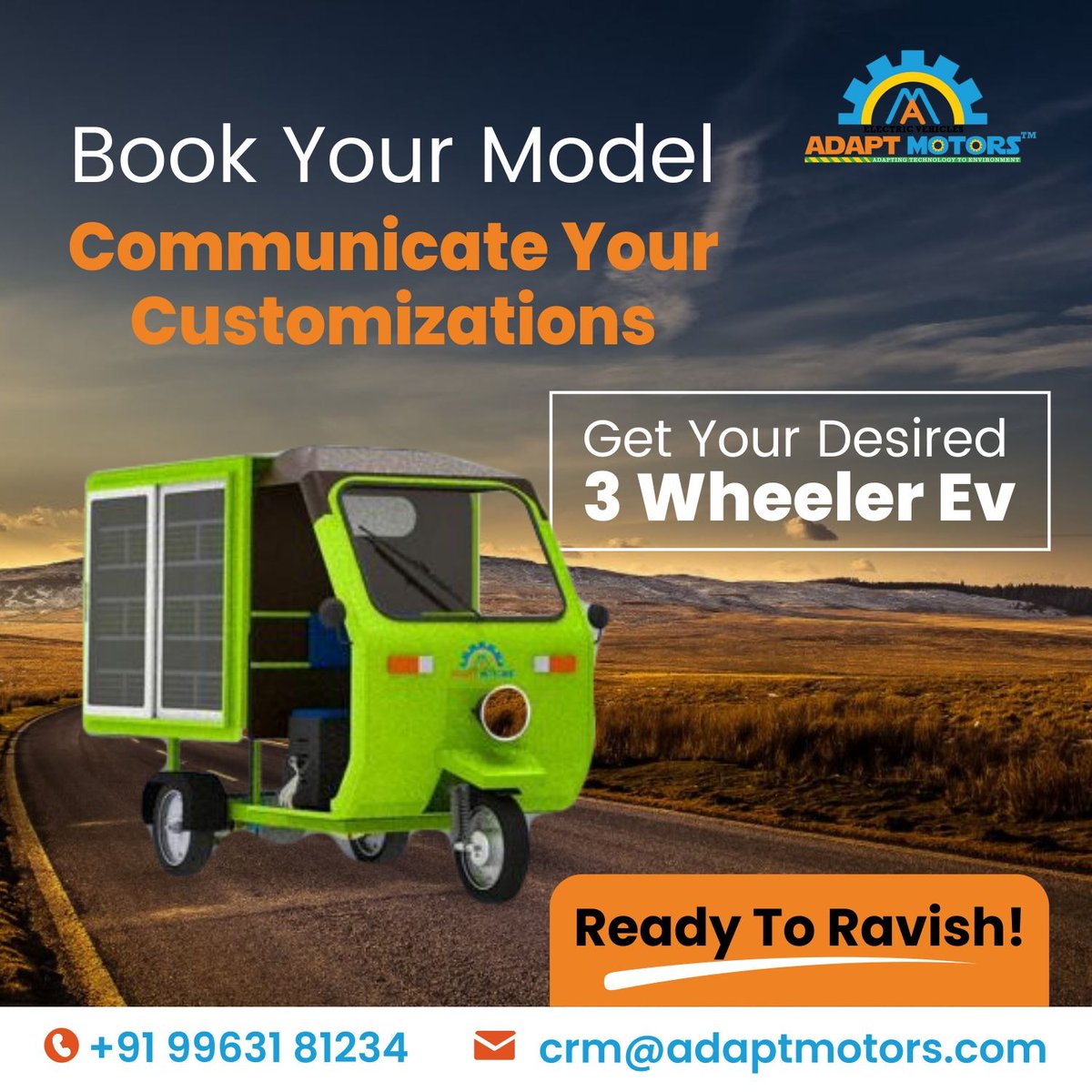 adaptmotors's tweet photo. Book your Model. Communicate your customizations
Call - +91 9963181234
crm@adaptmotors.com
#electricvehicle #ev #electricmobility #gogreen #electric #electricvehicles #ecofriendly #goelectric #technology #evcharging #sustainability #electrical #zeroemission #threewheeler #trikes https://t.co/UYJoOetYug