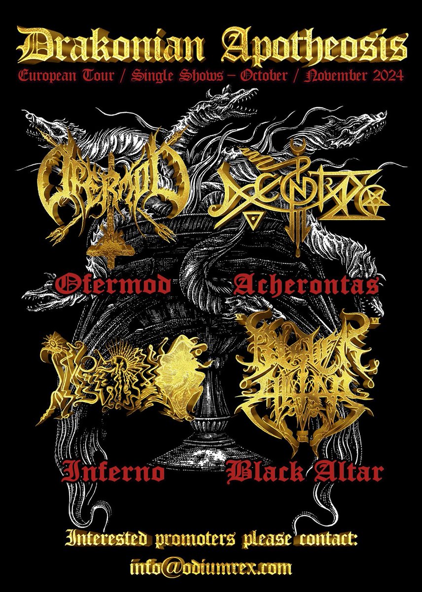 BLACK ALTAR 🇵🇱 - FIRST EUROPEAN LIVE SHOWS IN OCTOBER AND NOVEMBER 2023! - [2023.05.03] 🤘💀🤘

More info. at NPH site:
nekronospromotion.blogspot.com/2023/07/black-…

#blackaltar #ofermod #acherontas #inferno #blackmetal #europeantour #europeanshows #live #odiumrecords #polandblackmetal