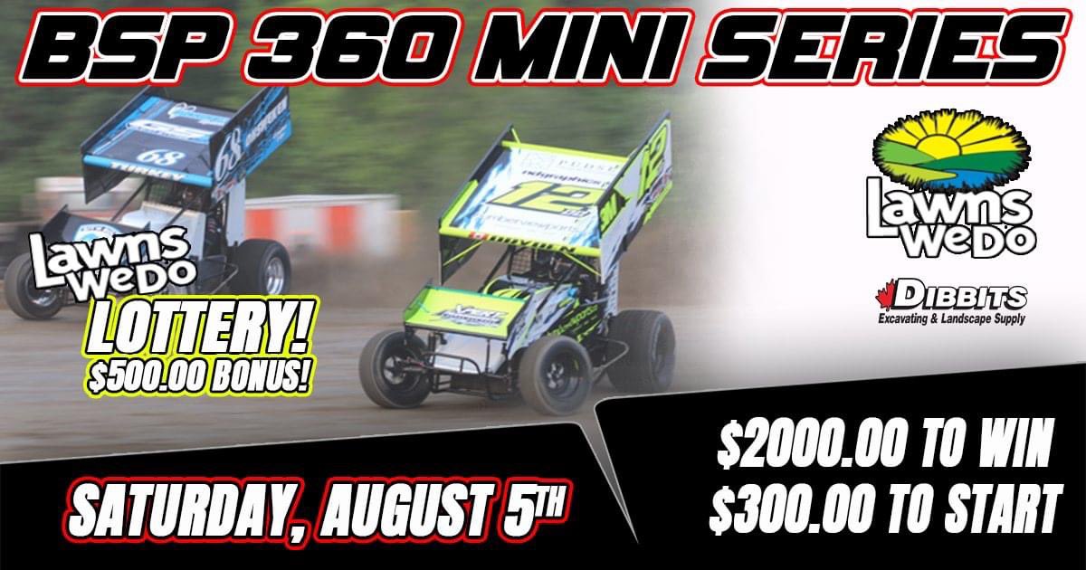 It’s the long weekend &amp; Sprint Car Drivers don’t miss out on the $$.
$2000 to Win
$300 to Start 
+ $500.00 to 1 driver in a random draw courtesy of Lawns We Do. 
PLUS A $7000.00 3 RACE series points fund payable at the Labour Day finale. 
2 long weekends, 3 races &amp; all the $$$!