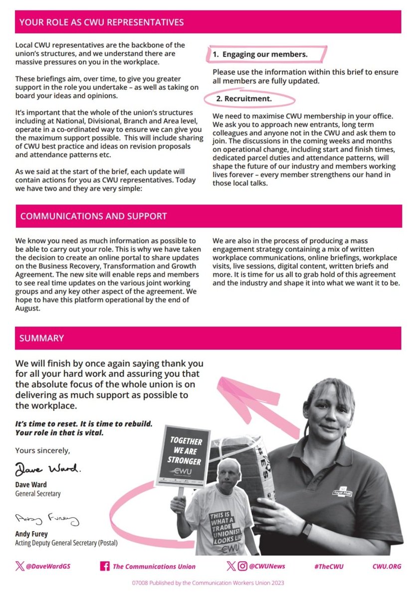 CWUHQ Local Reps Briefing Issue One - The Future of Royal Mail #TheCWU