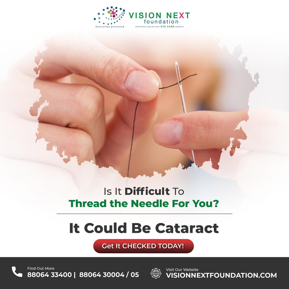 A cataract is a cloudy area in the lens of your eye. Cataracts can make your vision blurry, hazy,or less colorful. You may have trouble reading or doing other everyday activities.For more details visit www.visionnextfoundation #visionnextfoundation #visionnext #lasik #eyesurgery