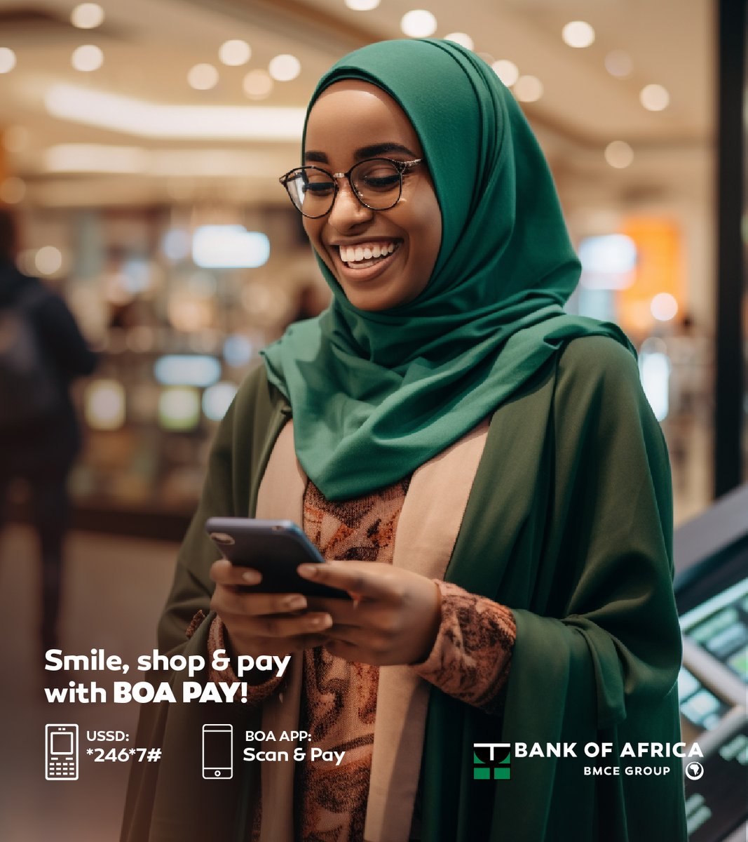 BankOfAfrica_Ug's tweet photo. Bring joy to your shopping routine with BOA PAY! Our secure, quick and easy payment solution lets you enjoy your shopping experience with peace of mind. Just Smile, Tap, and Shop! π±ποΈ #bankonBOA #BOAPay https://t.co/aYxSXa5UQh