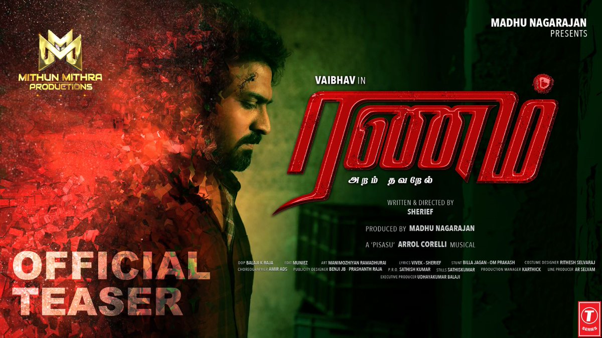 Here's the intriguing teaser of #Ranam_AT ▶️ youtu.be/uc6jIfgu_tY Directed by @SheriefDirector Produced by @MMProductions22 #Vaibhav25 @actor_Vaibhav @Nanditasweta @tanyahope_offl @Sarasmenon @bbsureshthatha @DOP_BKR @ArrolCorelli @warriorukb @MuniezEditor @prosathish