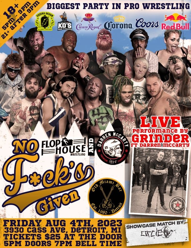 🔥 TONIGHT! #FlophouseWrestling invades Detroit's Old Miami Bar!💥 Doors open 5PM! Get your tickets at the door & join the ruckus! 😎🎟️ Witness DBA vs. Rhor in a deathmatch, Vendetta's Invitational, & more!🤼‍♂️⚡ Tag Team champs clash! Don't miss out! 📍3930 Cass Ave #DetroitEvents