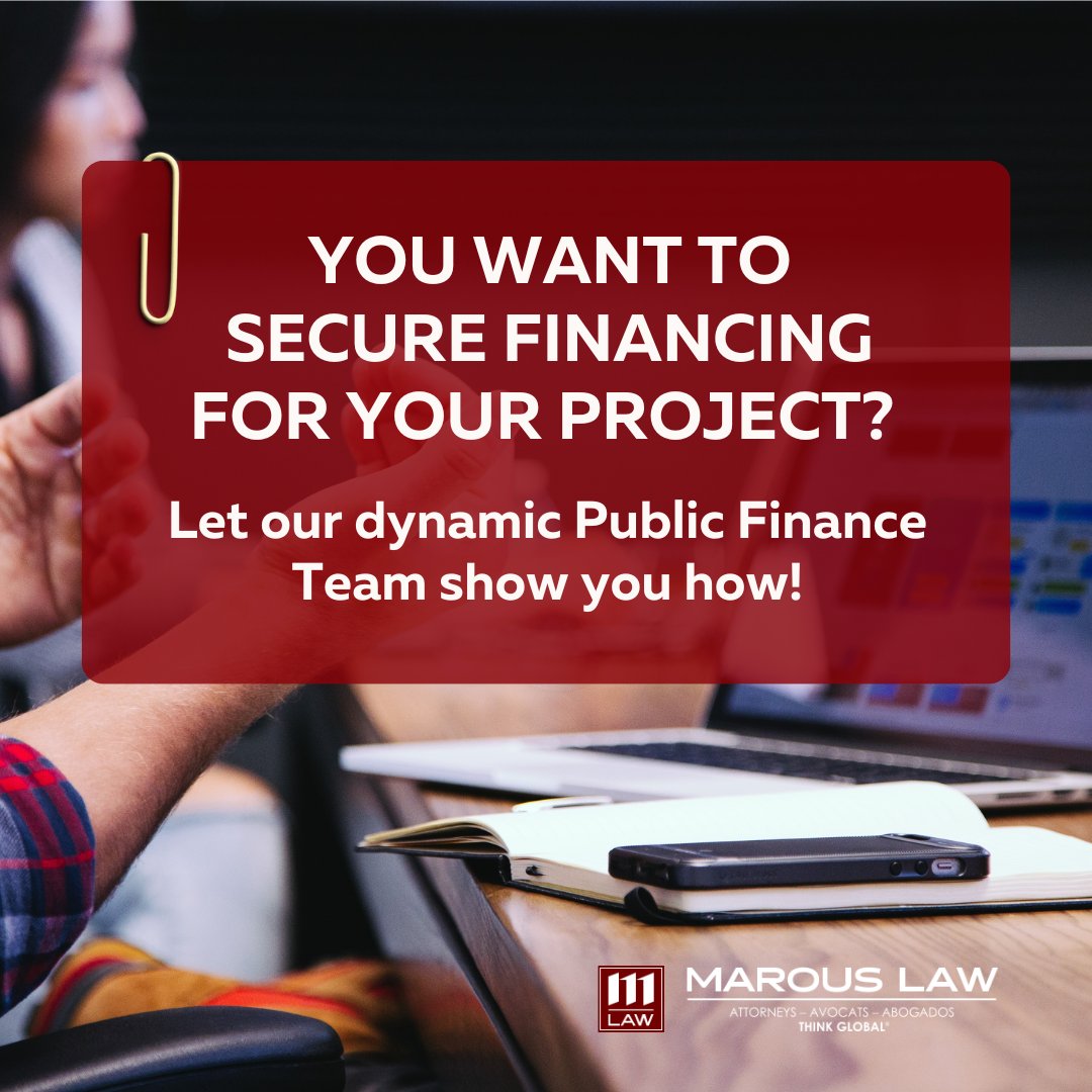 MarousLaw's tweet photo. #PublicFinance transactions encompass various financing activities for entities that want to borrow money without paying taxes on it. If you are looking to finance a project and want a team of professionals on your side, contact #MarousLaw at 212-608-0600 today! #LegalServices https://t.co/20sY5XOnws