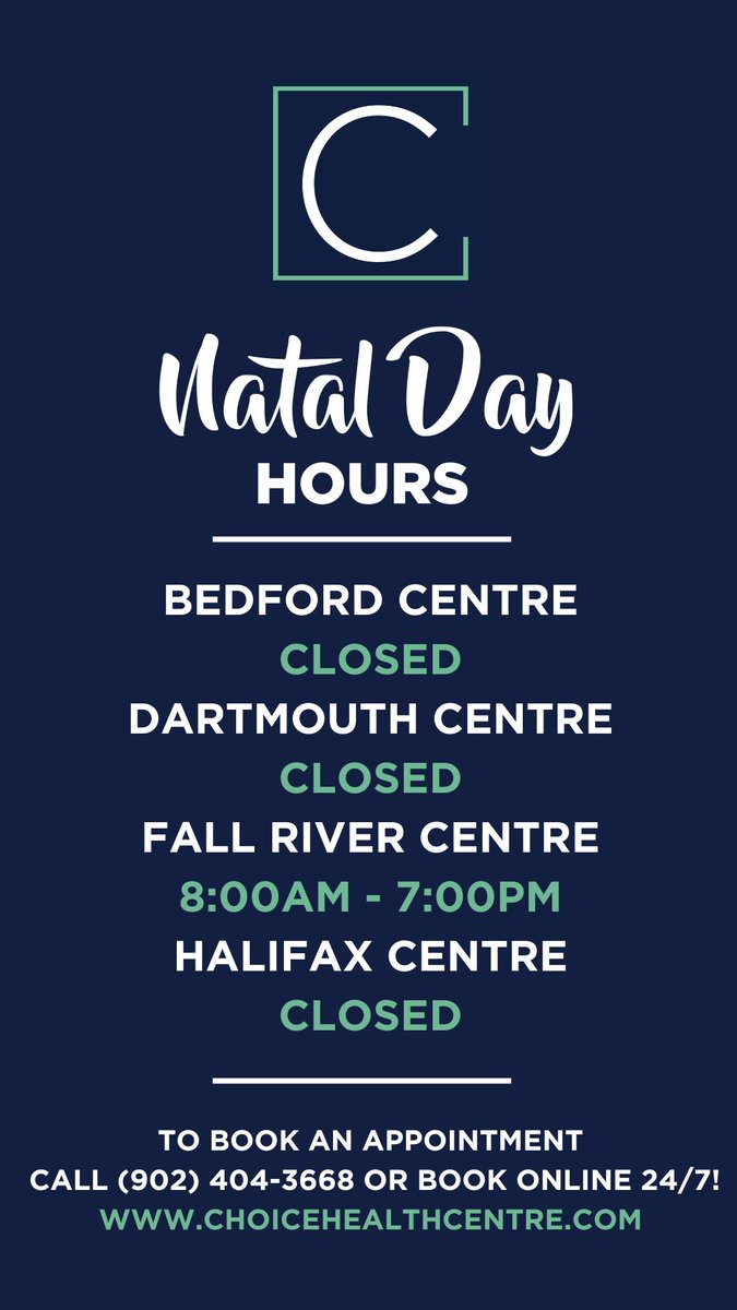 ChoiceHealthCtr's tweet image. A reminder of our #NatalDay hours. Hope everyone enjoys the long weekend!
