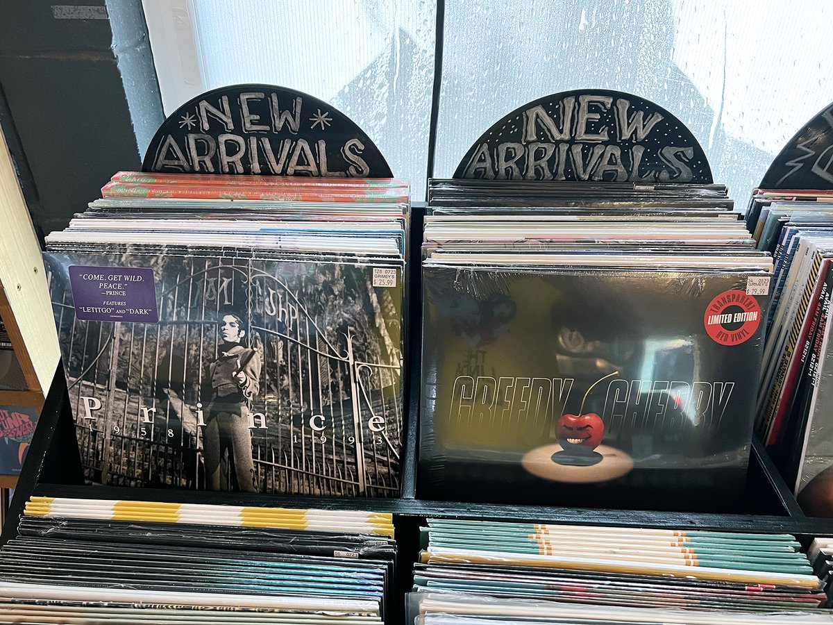 greedycherry's tweet photo. Two new releases in the vinyl bin at @Grimeys … one is by a singer/songwriter who, steeped in a long list of influences, crafts songs in a variety of styles, performing while backed by incredibly skilled professional musicians. The other is a rerelease of an old Prince album. https://t.co/nqbJLmqvtV