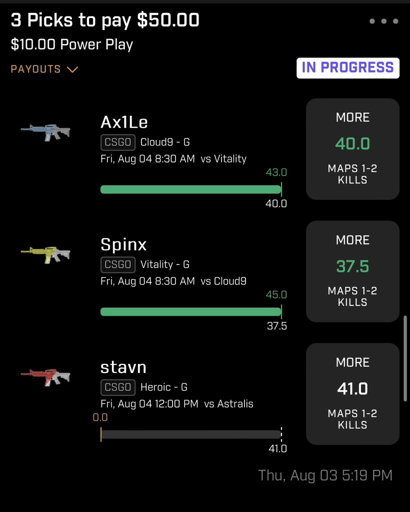 dmcb__'s tweet photo. Clean sweep this morning 4/4 π°π€―π join discord for write ups and picks.
Flex Friday PrizePicks tab going nuts π₯π₯
#CSGOprizepicks #prizepicks #CSGOAT https://t.co/EzObXe6jdB
