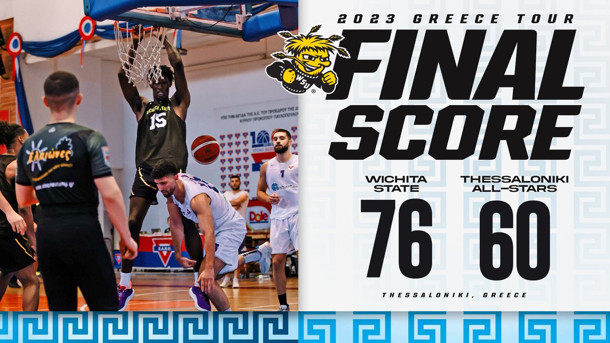 GoShockersMBB's tweet photo. 1-0 in Greece!

Colby (16), Xavier (15) and Quincy (14) lead the way to a win in our first exhibition contest of the tour. https://t.co/VeSgncKFp9
