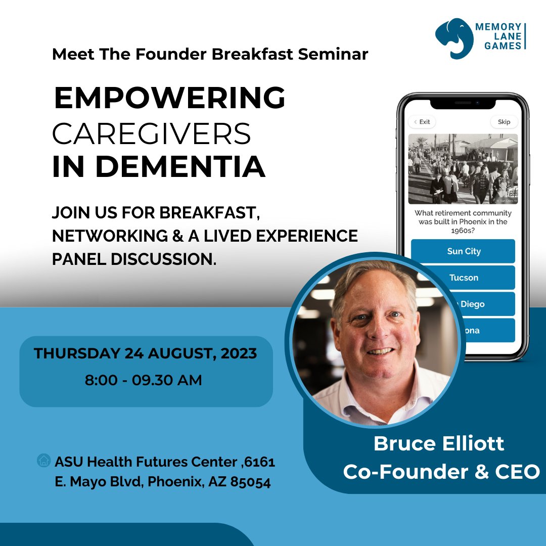 Are you a caregiver? In Phoenix? Well this is the event for you. This event aims to empower caregivers in Dementia!

🗓️Date: Thu Aug 24 2023
⏱️Time: 0800 - 0930am
📍Location: 6161 East Mayo Boulevard #319, Phoenix, AZ 85054

For more info, click this link👉lnkd.in/dJXVjMjf