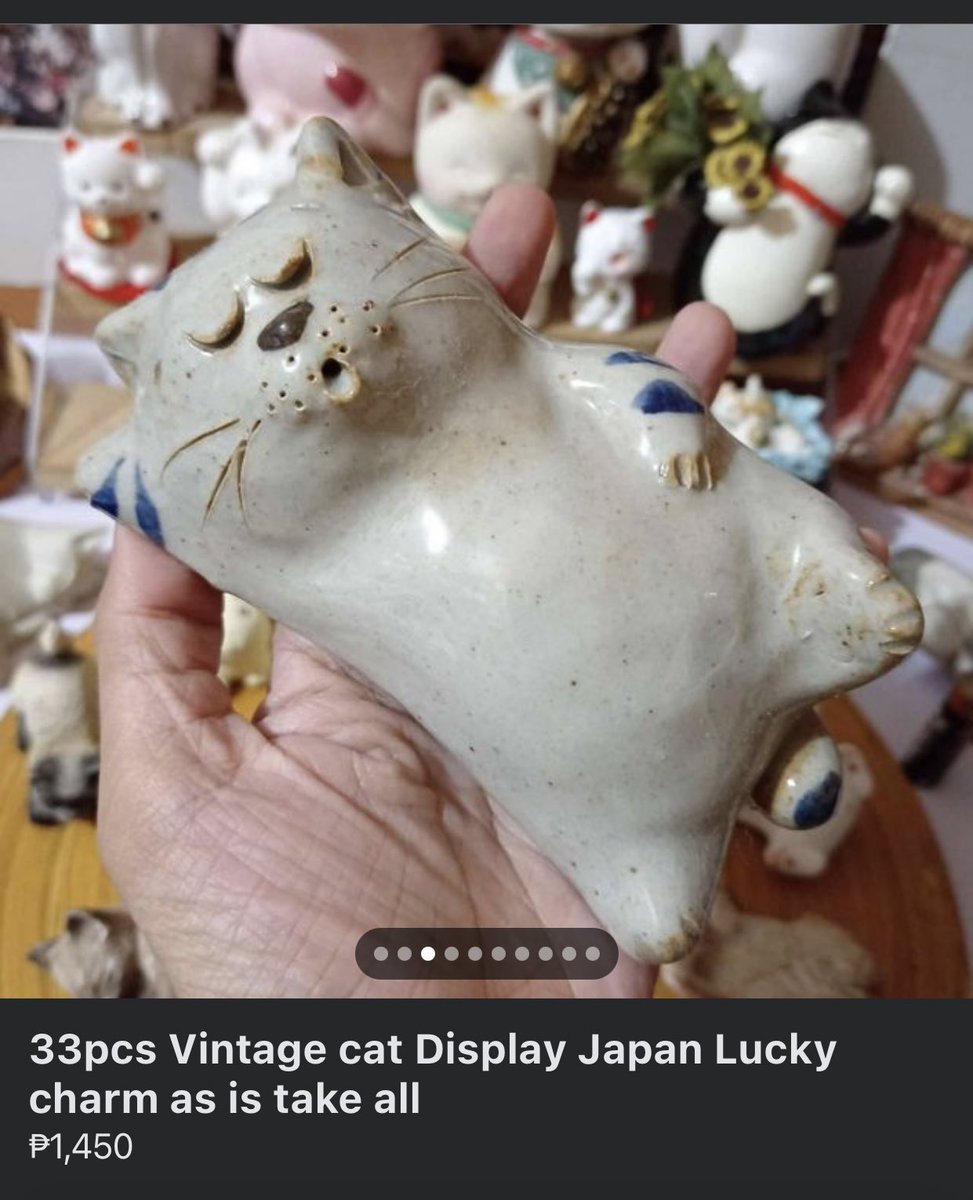 othersashas's tweet photo. if i had 33 new cat tchotchkes, i would repaint them to look like 33 copies of bog keanu framk yen https://t.co/SoUcURR46Z