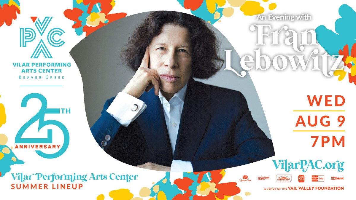 VPAC (@vilarpac) on Twitter photo THE Fran Lebowitz will be at the VPAC in <a href="/beavercreekmtn/">Beaver Creek Resort</a> Aug. 9th! Lebowitz stands out as one of our most insightful social commentators. Tix starting at just $38 at vilarpac.org #VailValley #AvonColorado #FranLebowitz #VailColorado #BeaverCreekColorado #BeaverCreekMtn THE Fran Lebowitz will be at the VPAC in <a href="/beavercreekmtn/">Beaver Creek Resort</a> Aug. 9th! Lebowitz stands out as one of our most insightful social commentators. Tix starting at just $38 at vilarpac.org #VailValley #AvonColorado #FranLebowitz #VailColorado #BeaverCreekColorado #BeaverCreekMtn