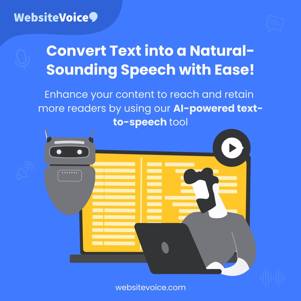 Unlock the Power of Natural-Sounding Speech! 🎉 
🌟✨ 

#TextToSpeech #AIInnovation #EnhancedEngagement #LifelikeVoices #ContentEnhancement #CaptivateAudience #AItechnology #ElevateYourContent #ReadersDelight #NaturalVoice #CreativeExpression #BloggersChoice #VoiceTechnology