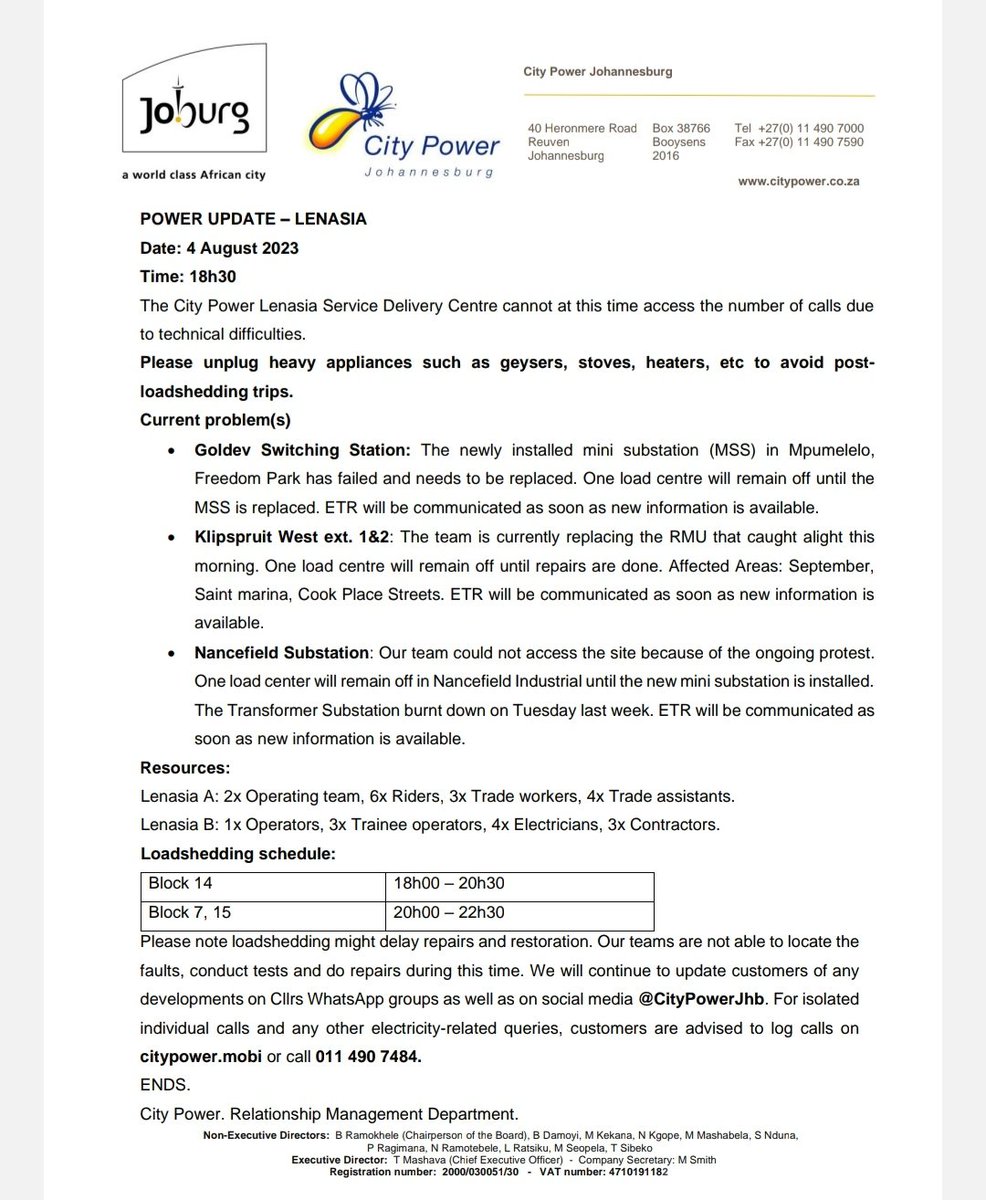 CityPowerJhb's tweet photo. Region G #LenasiaSDC
#GoldDev #Nancefield #KlipspruitWest ^DR https://t.co/Q0PVOEVQYG