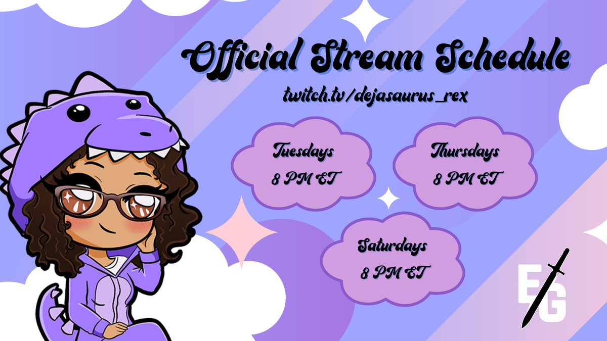 Dejasaurus_Rex's tweet image. Stream Schedule?✅Stop by on Tuesdays, Thursdays, and Saturdays at 8:00PM ET! 
twitch.tv/dejasaurus_rex