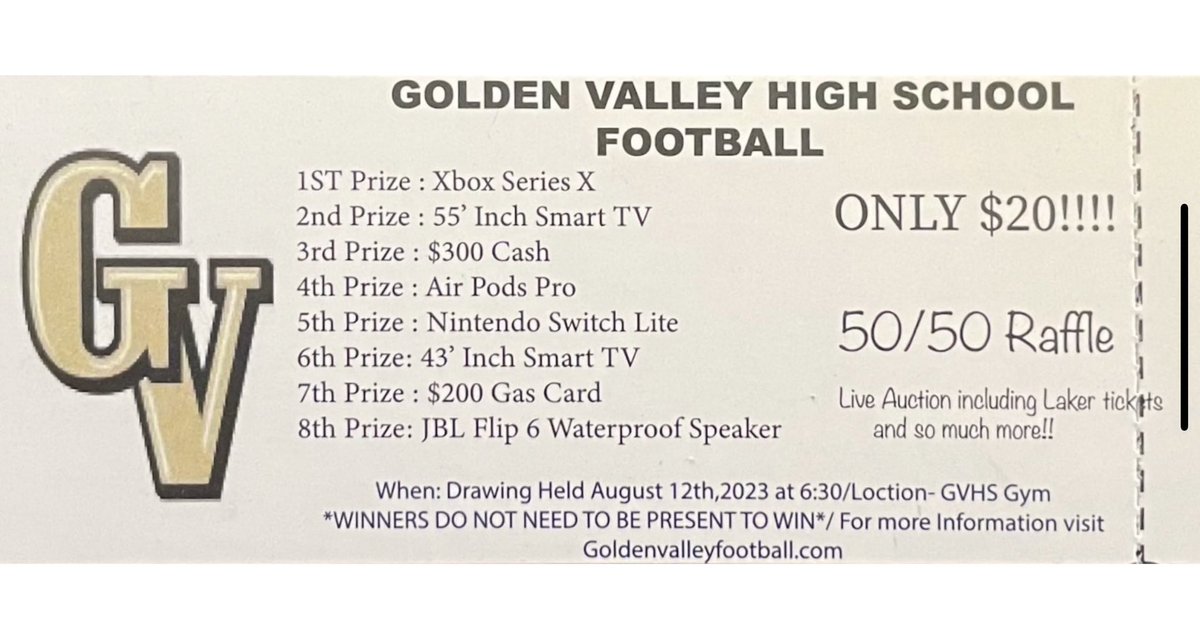 Our annual kickoff dinner and raffle is coming soon! Tickets are on sale now! See a Grizzly football player for your chance to win one of these great prizes! You do not need to be present to win! #gogrizzlies🐻
