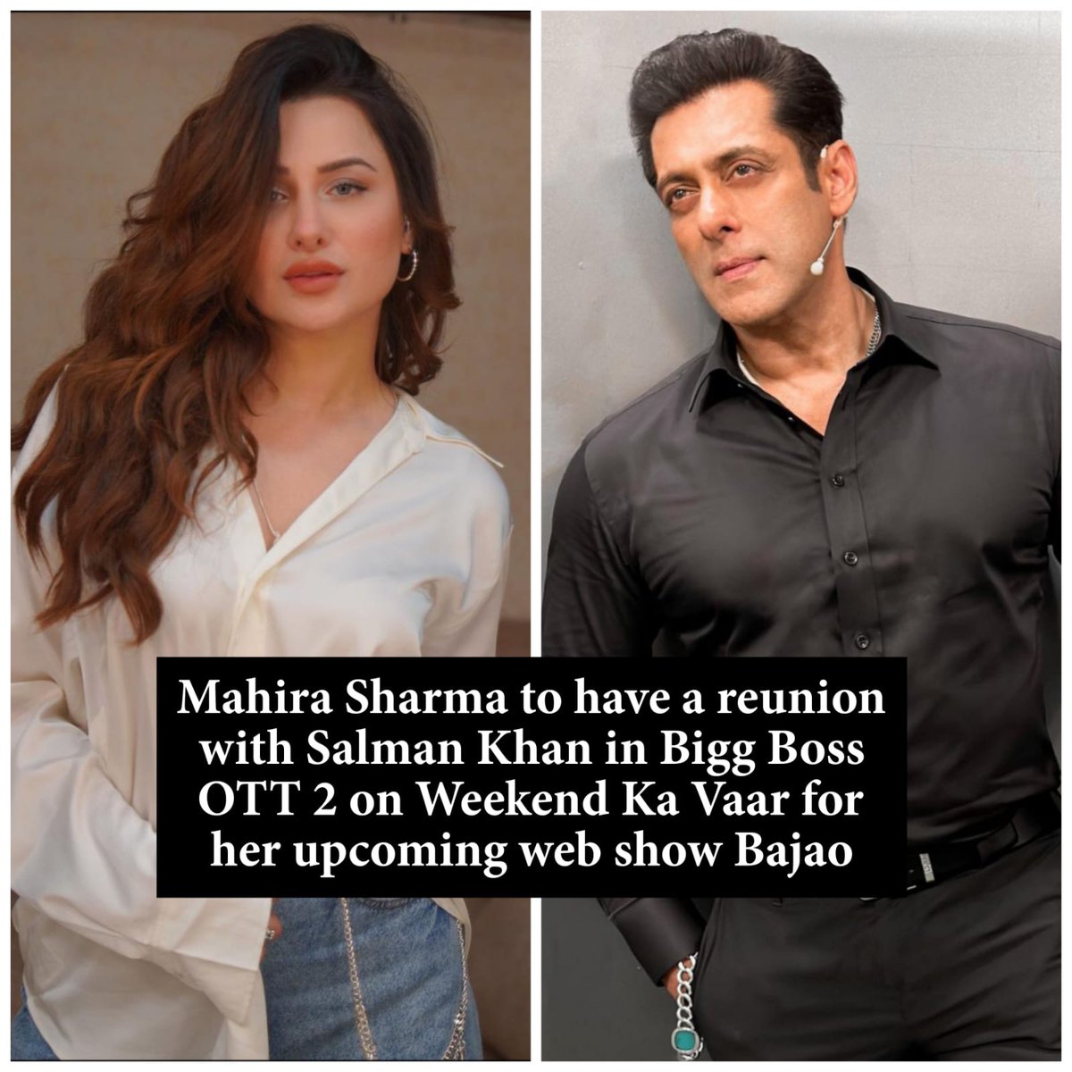 talkingbling's tweet photo. @officialmahirasharma to have a reunion with #SalmanKhan in Bigg Boss OTT 2 on Weekend Ka Vaar for her upcoming web show #Bajao ❤️
.
.
Are you excited ?
.
.
#MahiraSharma #SalmanKhan #biggbossott2 #talkingbling https://t.co/LN9PYiylRt