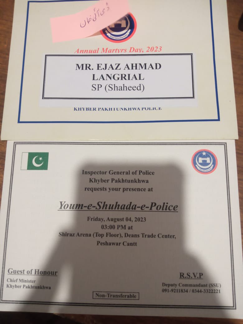 It feels odd receiving these invites every year, addressed to him. RIP baba & all police martyrs. Thank you for your sacrifice 

#PoliceMartyrsDay2023 #PoliceMartyrsDay