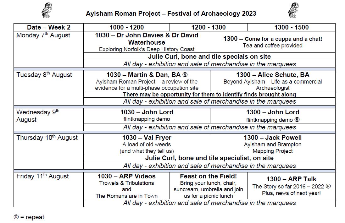 Next week's programme is here.