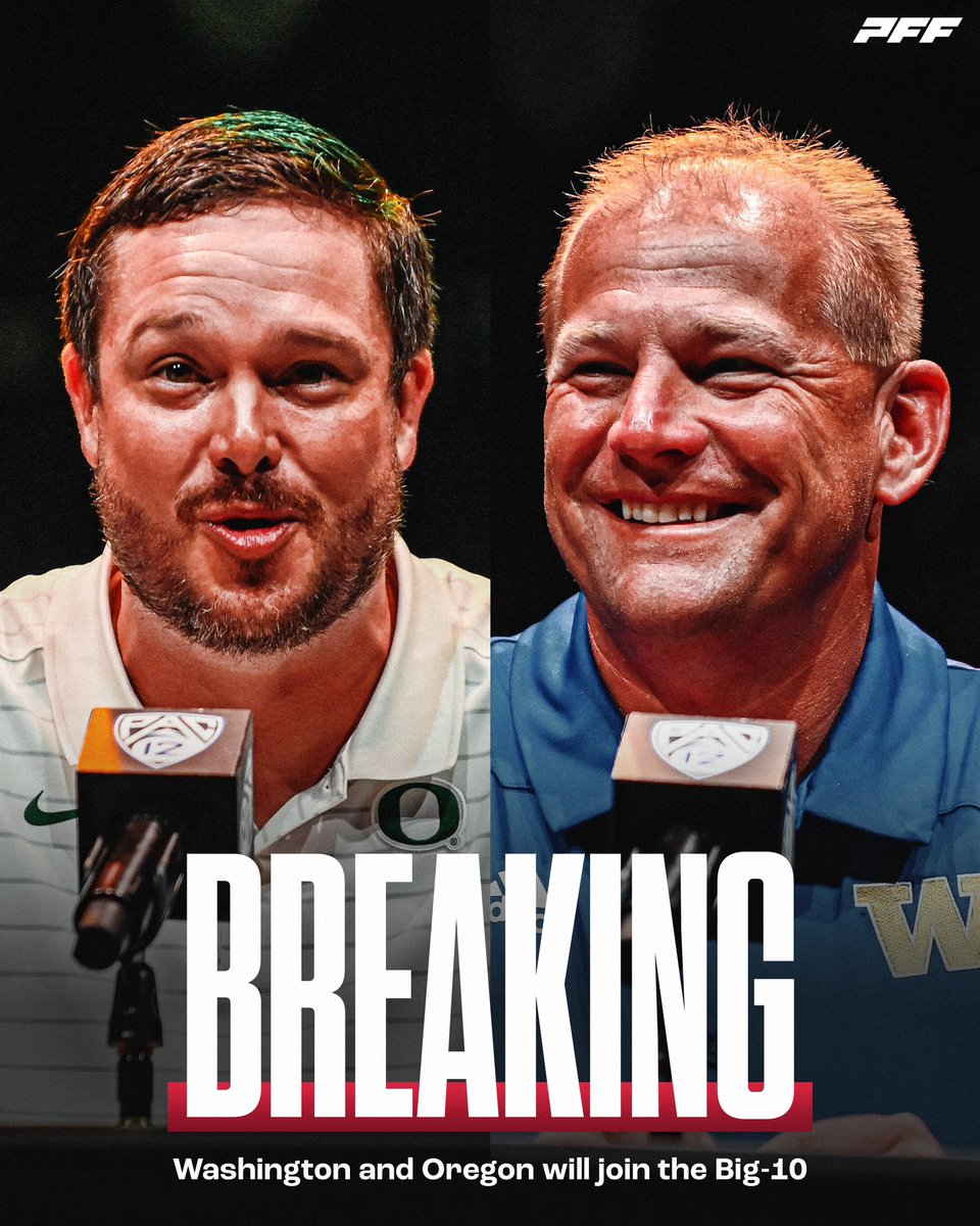 BREAKING: Oregon and Washington are joining the Big Ten, per <a href="/Brett_McMurphy/">Brett McMurphy</a>