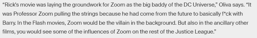 TheBatSkeptic's tweet photo. Jay Oliva on Rick Famuyiwa's Flash movie and how it would have set up Professor Zoom as an ultimate villain for the DC Universe, subtly manipulating events in other films to mess with Barry Allen. 

Article Link: https://t.co/s9jFwocwY4 https://t.co/34dKTV3JHS