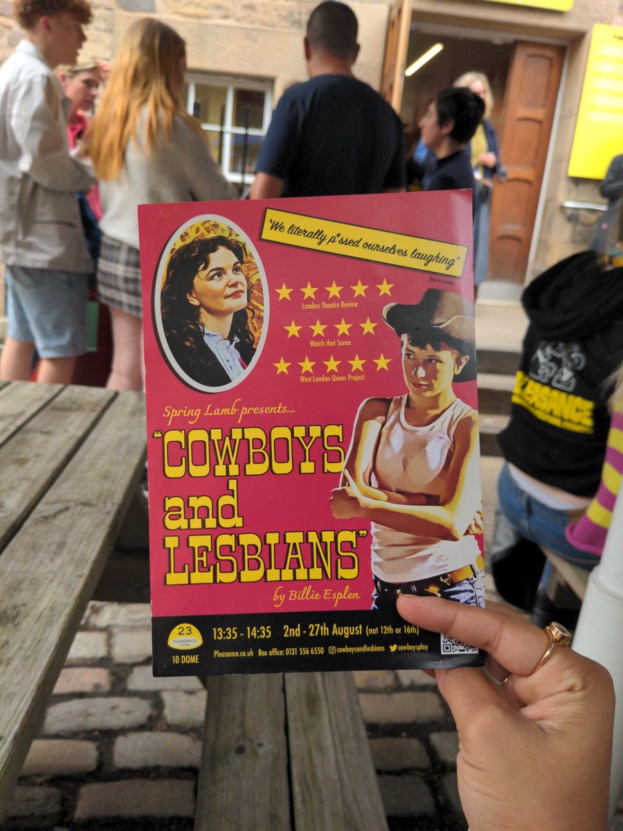 RidhimaKad's tweet photo. @CowboysPlay chucking in my two cents. What a hilarious show. Highly relatable baby queer content and some very strong southern accents. 10/10 would recommend. #edfringe https://t.co/2weW3CQ2OJ