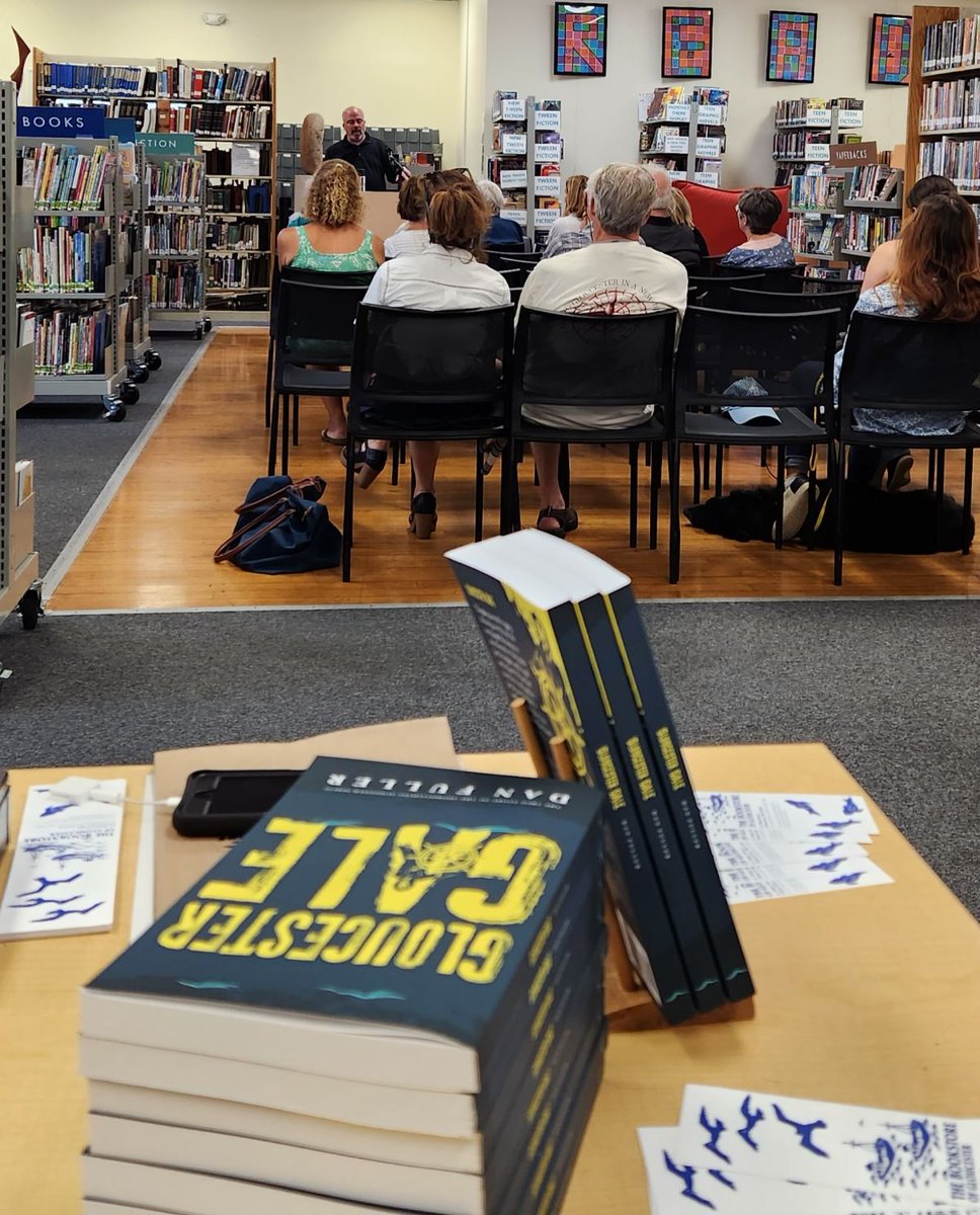 GloucesterGale's tweet photo. Special thanks to @SawyerLibrary, The Bookstore of Gloucester and @gloucester_400  for helping to make my author talk for "Gloucester Gale" such a success last night. I couldn't have done it without the help and support of all three of these organizations. https://t.co/KaTTAhksdP