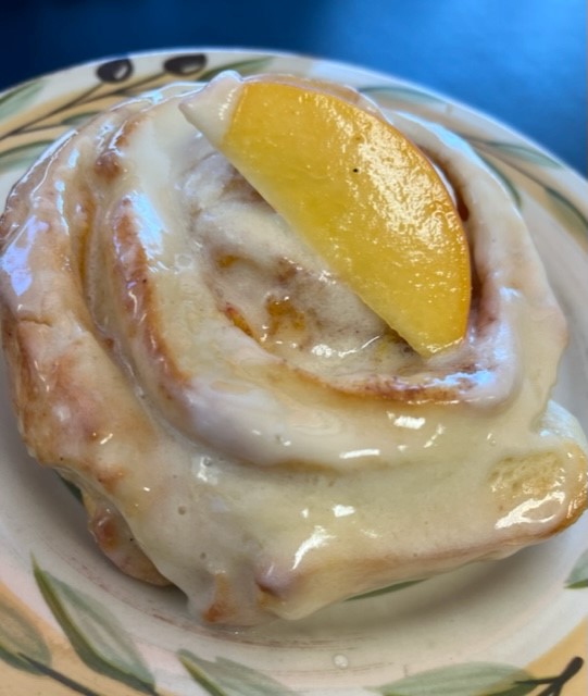 MainStBagels's tweet photo. #Palisade Peach cinnamon rolls, Scones and Cream cheese Schmear! It's peach season! @GJCity https://t.co/CBDnfnKYTN