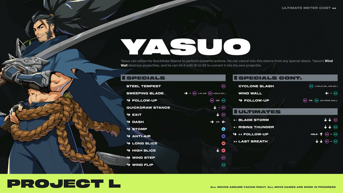 PROJECT L - All Evo Demo Characters move-list