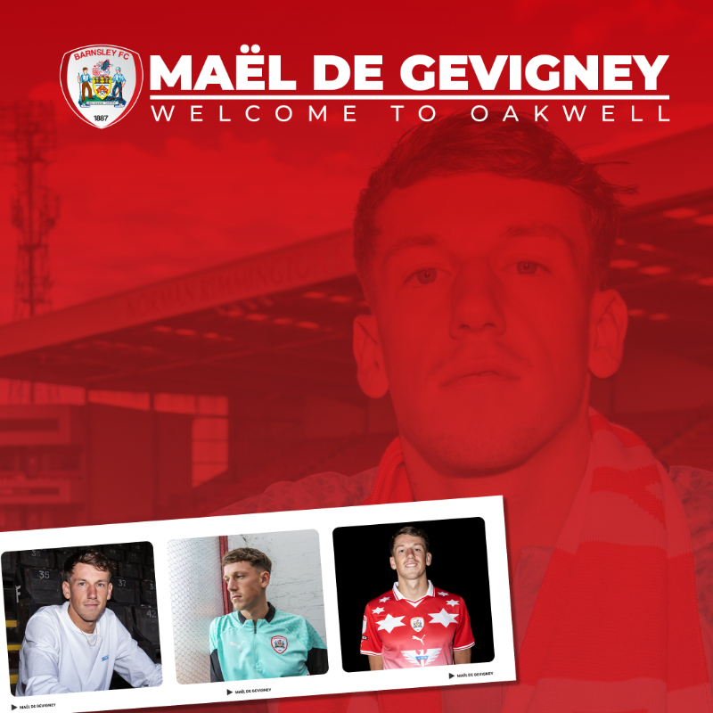 BarnsleyFC's tweet photo. 🤝 Welcome to Oakwell, Maël de Gevigney!