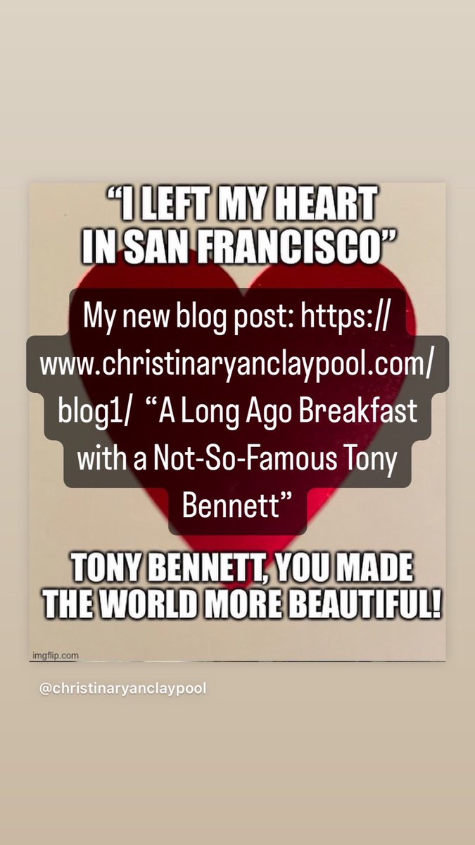 Decades ago, as a young waitress I served Tony Bennett.  My new blog post in honor of the incredible singer’s recent passing, “A long ago breakfast with a not so famous Tony Bennett.” #celebratingtony Link: christinaryanclaypool.com/blog1/2023/08/…