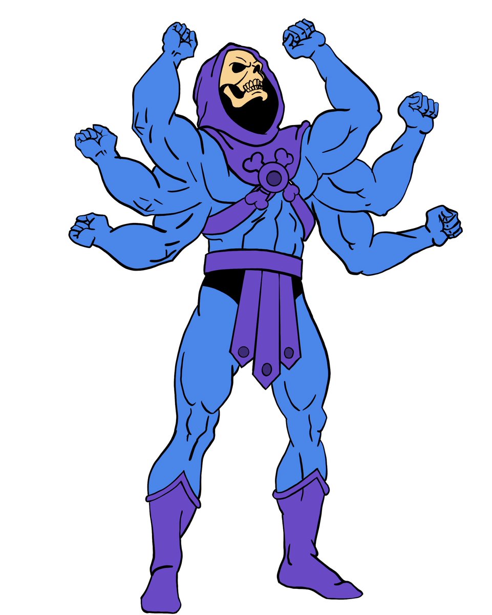 iamthelizardkng's tweet photo. I don’t know what to say about this one, only that it was stuck in my head for a week and now it’s not. I think I’ll make prints and pins. 

“Skeletor Unhinged” 
2023 // Digital

#motu #heman #skeletor #greyskull #80s #nostalgia #cartoons #popart #artwork #artistsoninstagram #art https://t.co/Idi7XedVvb