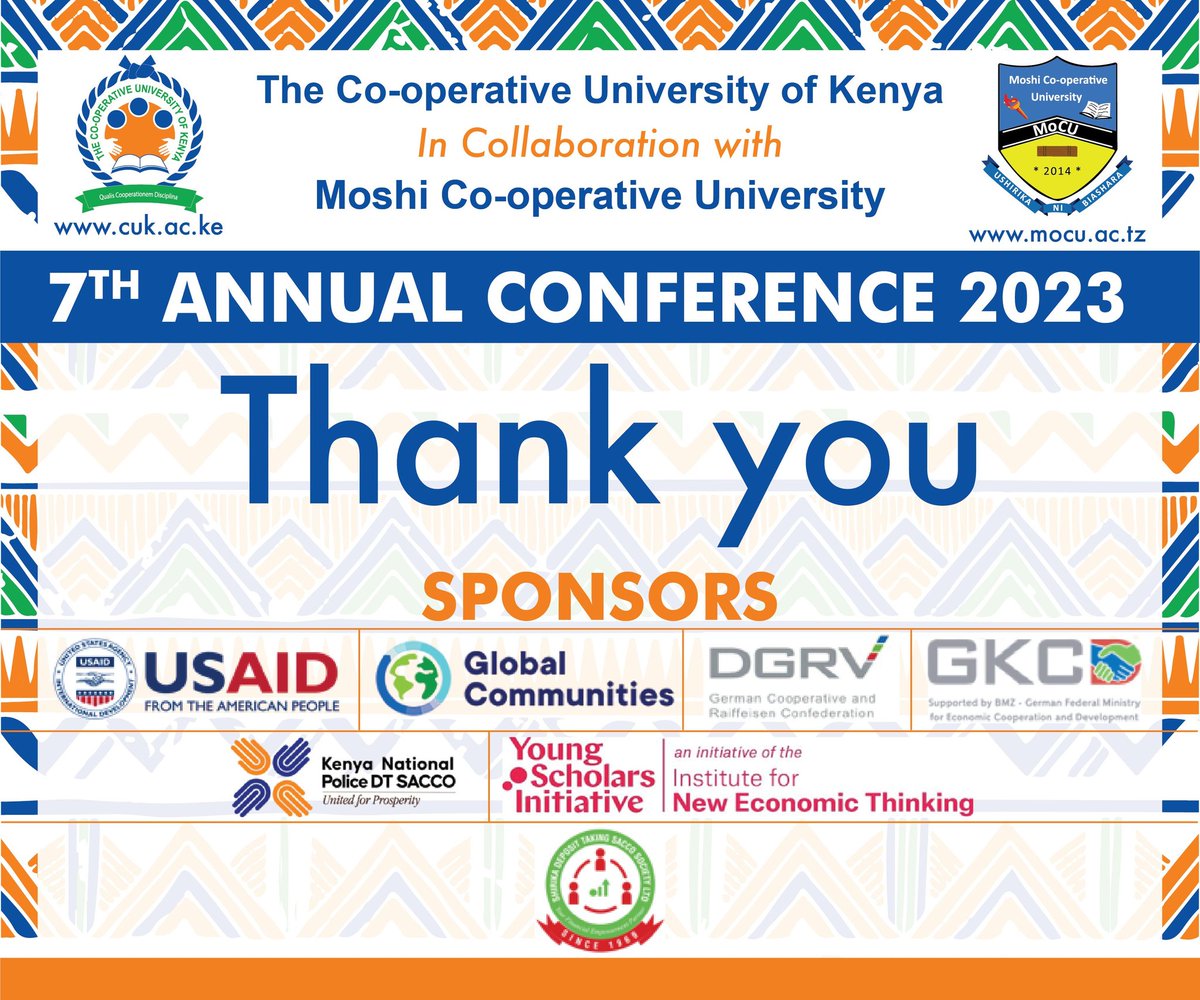 CoopVarsityKE's tweet photo. We appreciate all our partners and collaborators in the 7th #CUKMoCUAnnualConference2023.

Asanteni Sana!
@police_sacco @G_Communities_K @DGRVKenya_GKCD @ysi_commons @USAIDKenya @kenya_sacco https://t.co/oSupzq9JBv