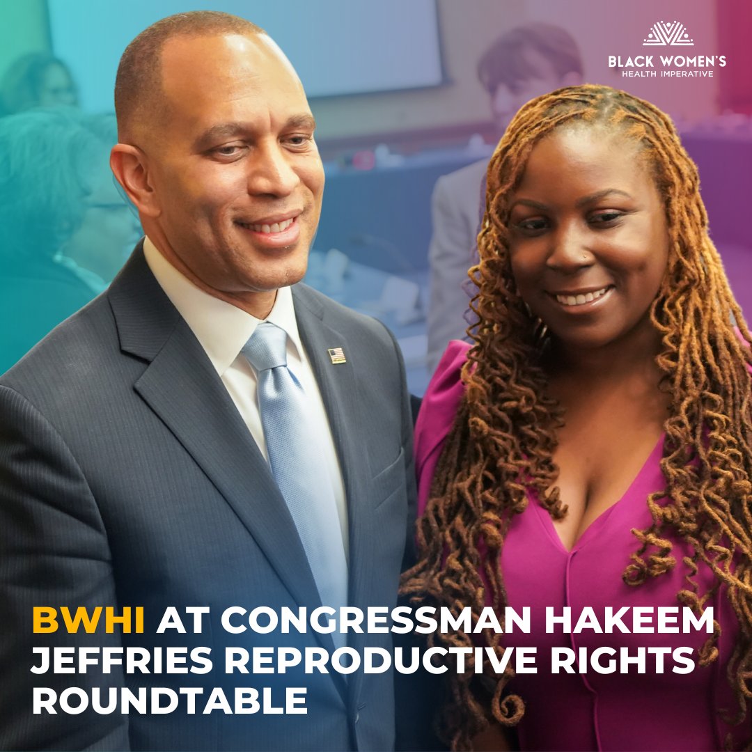 blkwomenshealth's tweet photo. Democratic Leader @RepJeffries invited BWHI to a Reproductive Rights roundtable on July 19, 2023. House &amp; Pro-Choice Caucus Leadership, Democratic Women’s Caucus &amp; other Members attended. @enviablezsanai, our Senior Director, discussed our priorities for #ReproductiveHealth. https://t.co/UJgo2N2DTn