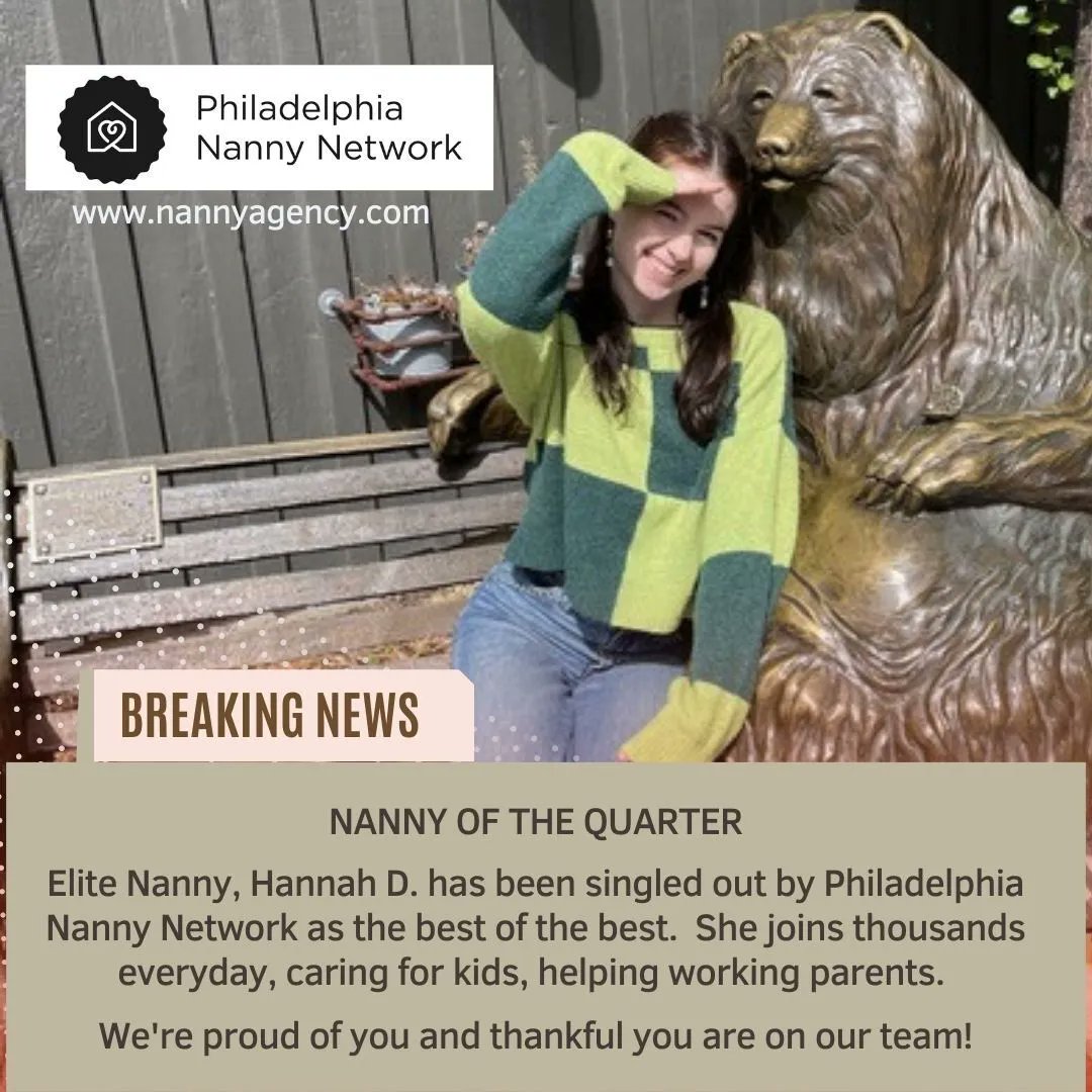 Congratulations to our Elite Nanny Hannah D. for being our Nanny of the Quarter! We are proud of her and thankful to have her on our team!
