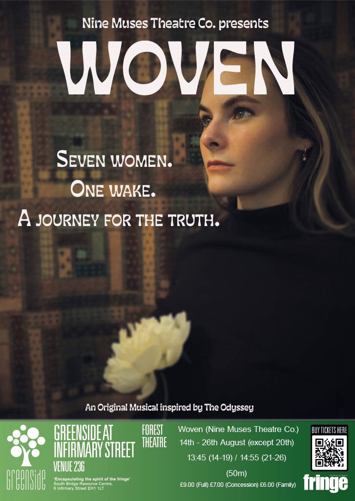 An original musical written, directed, and performed by women. If Wicked tells the truth behind The Wizard of Oz, then Woven tells the truth behind The Odyssey. 

We’d love to see you at our debut—at the Fringe! #tweetthemedia