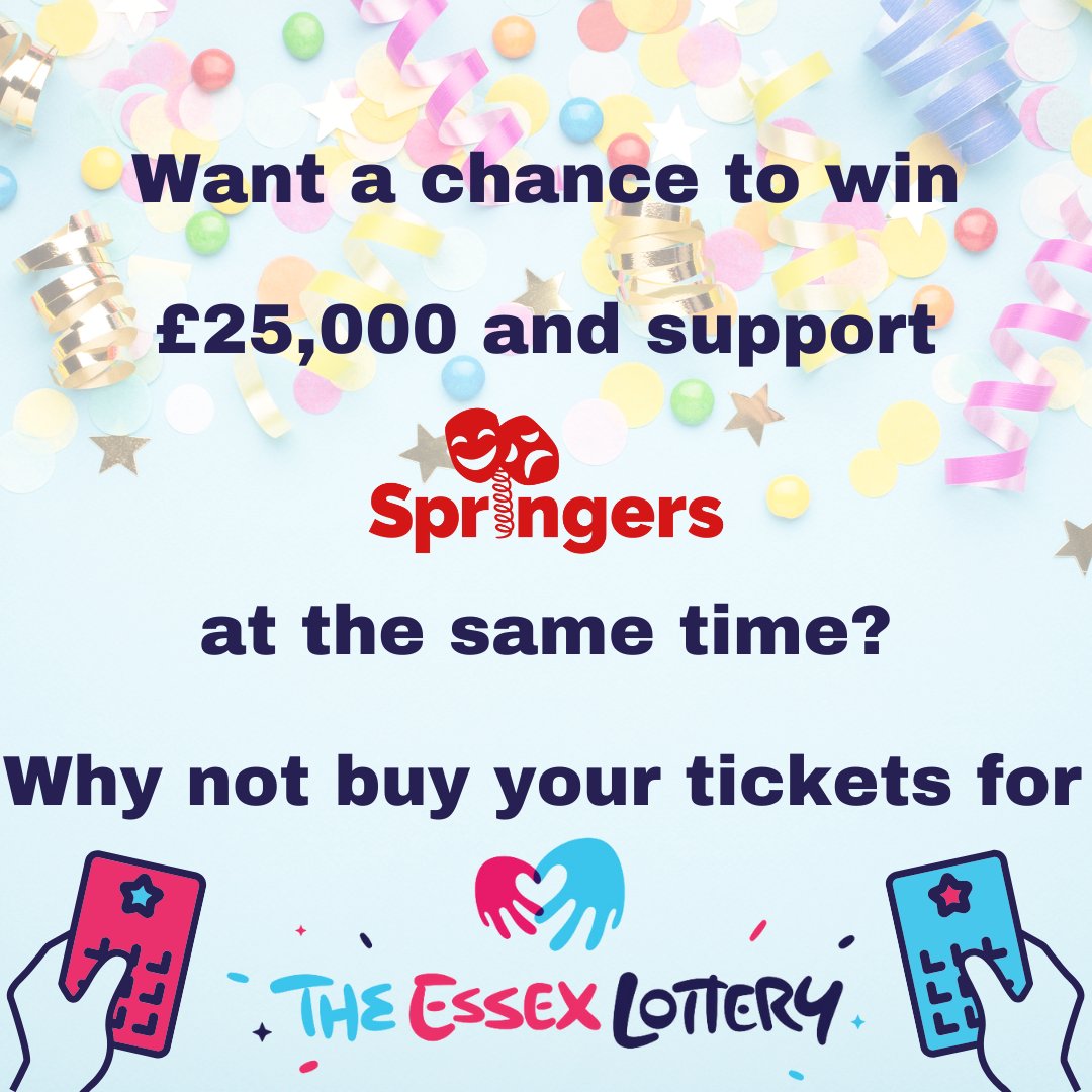 You can support Springers to be in for a chance to WIN £25,000!
The Essex Lottery raises 60p in every £1 ticket to your chosen local cause
The draw is every Saturday night, match the 6 numbers, and win the JACKPOT!
You can find more info and buy tickets at essexlottery.co.uk