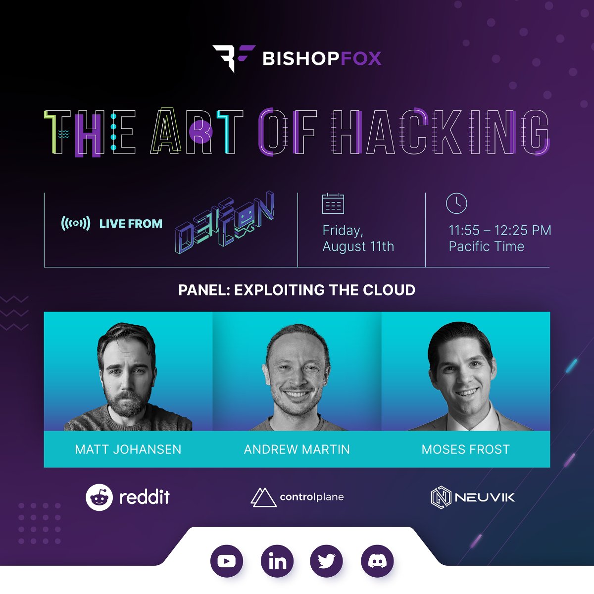 bishopfox's tweet image. 🌩️Unleash the Storm in the Cloud! Join us on our #DEFCON livestream with Matt Johansen (@mattjay), Andrew Martin (@sublimino), and Moses Frost (@mosesrenegade) for a captivating journey into #cloudhacking! 🌩️
In this session, these experts will embark on a deep dive into the…