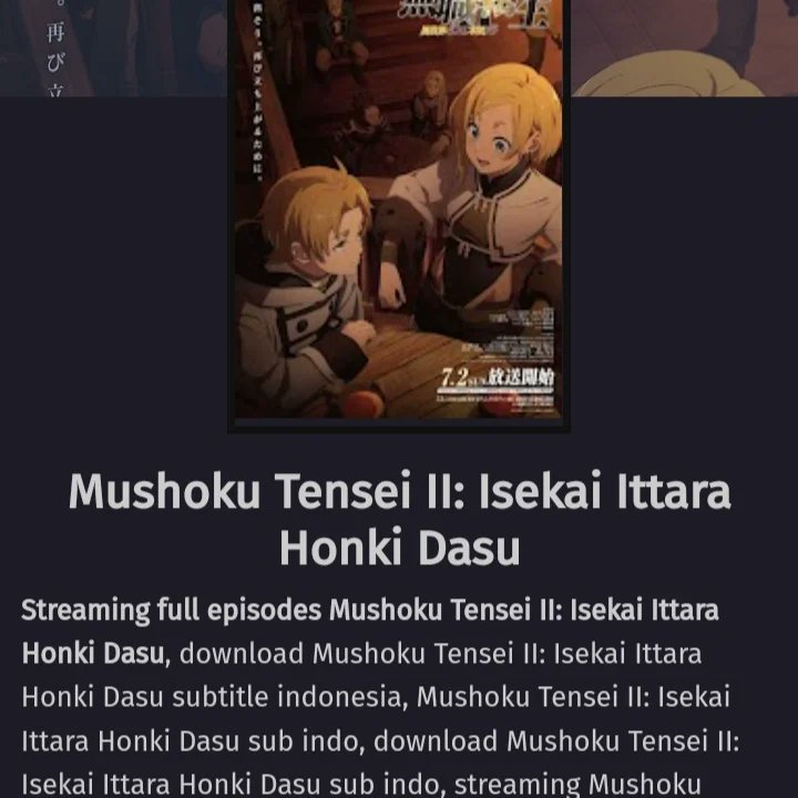 Animesid_net's tweet photo. Update!
Tambahan Anime Ongoing!

-Mushoku Tensei Season 2 [EPISODE 4]
-Spy Classroom Season 2 [EPISODE 4]
-Liar Liar [EPISODE 5]

Jangan Lupa Di Tonton😁 Belum Ada Iklan Nih

https://t.co/TkjyaDEUPQ
https://t.co/a8fFOuubHh
#anime #liarliar #MushokuTensei https://t.co/eDeJ7PhUz5