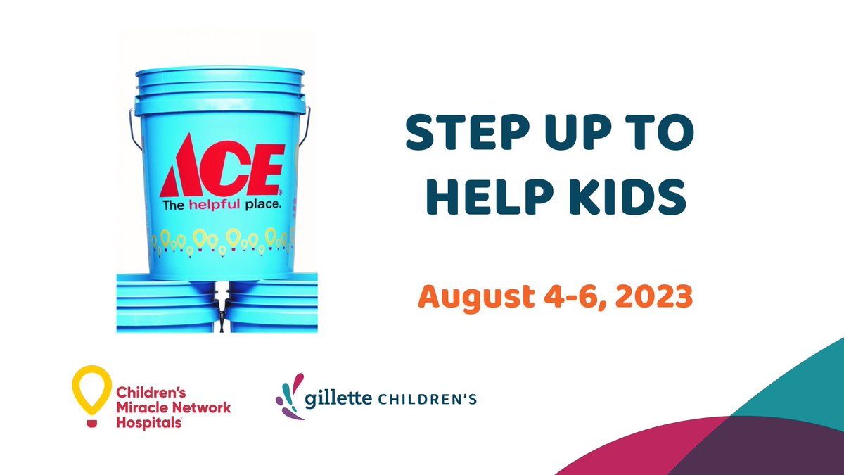 Step up to help kids when you buy a $5 #MiracleBucket at @AceHardware from August 4-6 - and get a 20% discount on almost anything you can fit in it. Your $5 goes to help kids at Gillette Children's, your local @CMNHospitals. #ChangeKidsHealth #MyLocalAce