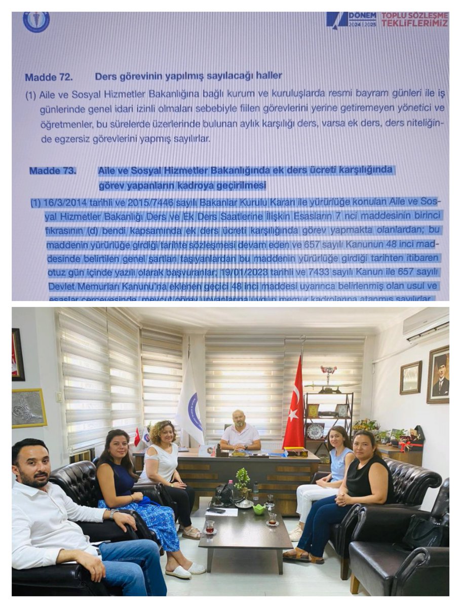 7. Dönem toplu sözleşme taleplerimizde yer alan
Ekders ücreti karşılığı yıllardır Aile bakanlığında hizmet üreten ve hiçbir özlük hakkı bulunmayan gençlerimize emeklerinin ve ürettiklerinin karşılığı verilmeli memur kadrosuna geçirilmelidir.
#ekders
<a href="/tcailesosyal/">T.C. Aile ve Sosyal Hizmetler Bakanlığı</a> 
<a href="/csgbakanligi/">T.C. Çalışma ve Sosyal Güvenlik Bakanlığı</a>