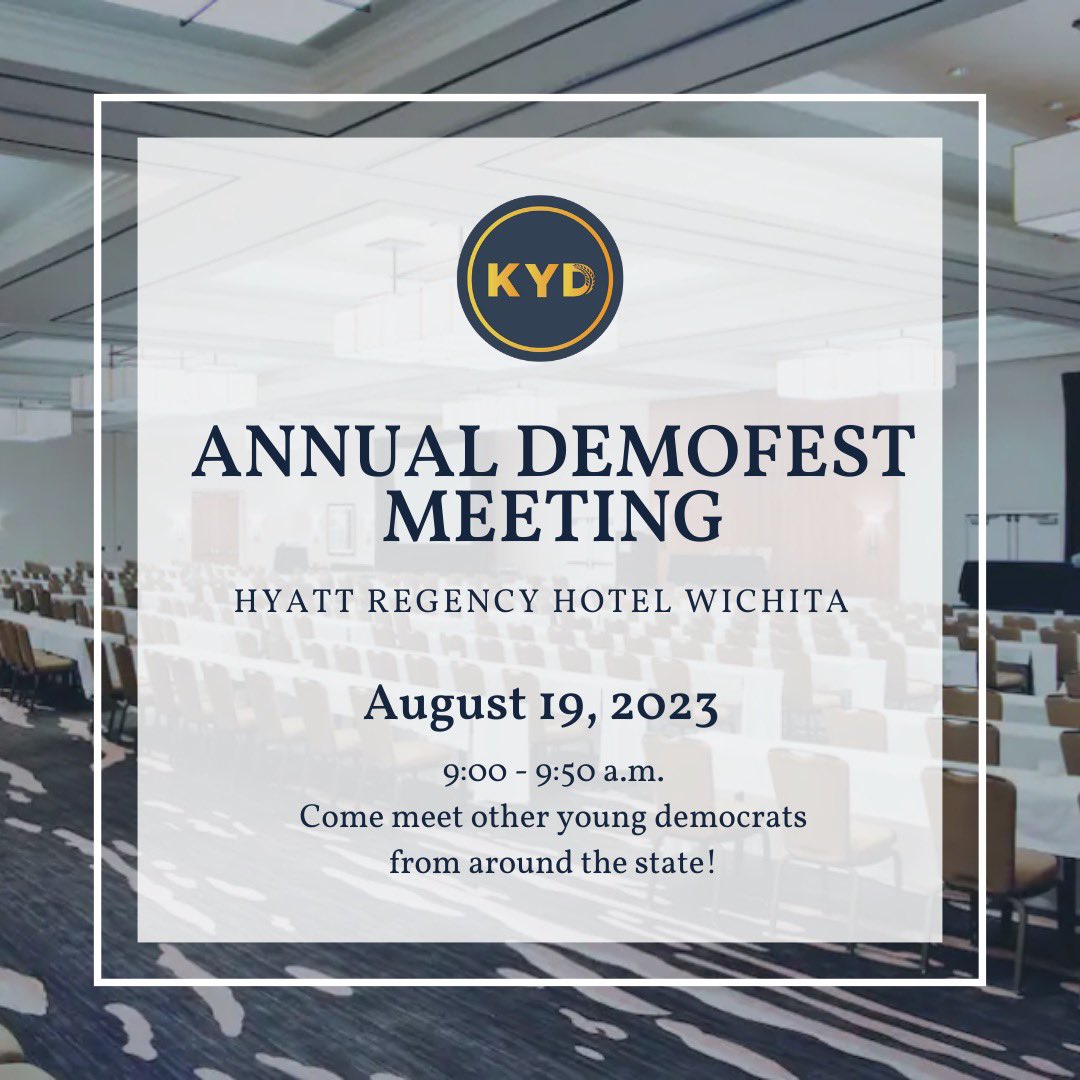 KansasYoungDems's tweet image. 🗓️ MARK YOUR CALENDARS 🗓️

We are 2️⃣ weeks away from this year’s Demofest!! Our meeting is at 9 a.m. on Saturday, August 19 and you won’t want to miss it! Meet other young dems, hear from our exec board, and get to know some candidates from across the state. 

#ksleg #demofest